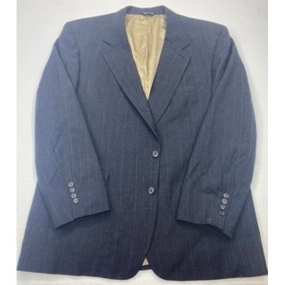 Barrister For Boyds Navy Pinstripe Wool Blend Blazer Jacket Mens Size XL